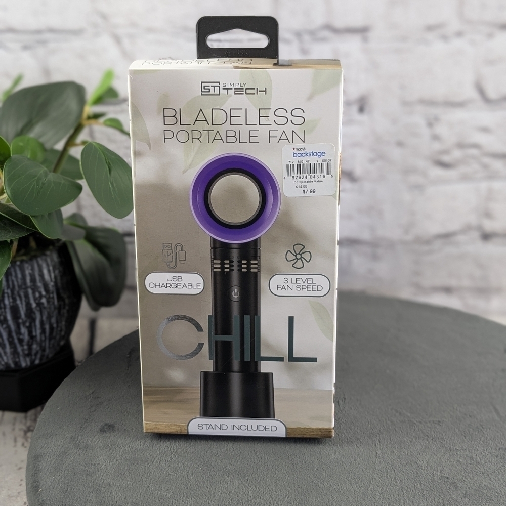 Simply Tech Bladeless Portable Fan - Purple and Black